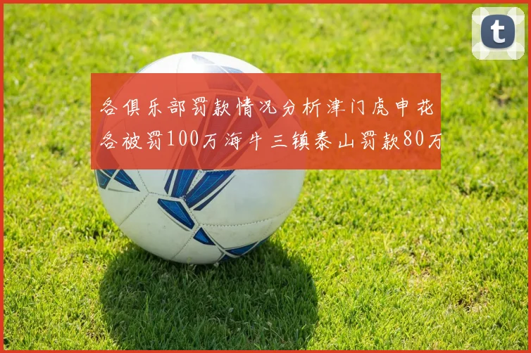 各俱乐部罚款情况分析津门虎申花各被罚100万海牛三镇泰山罚款80万